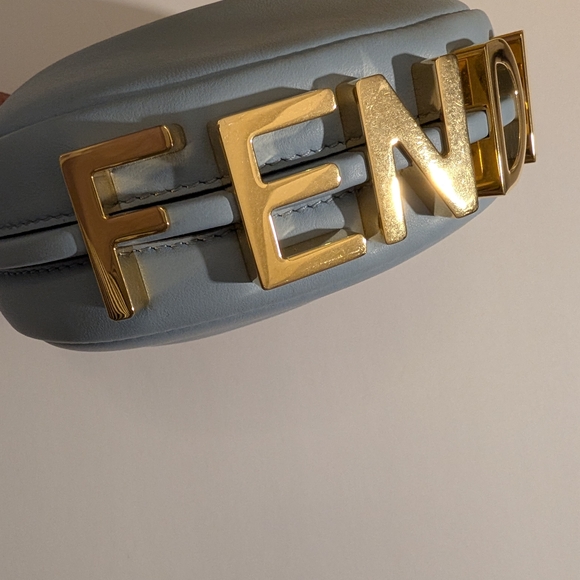 XSOLDXFendi Powder Blue Crescent Hobo with Gold Hardware - Picture 2 of 7